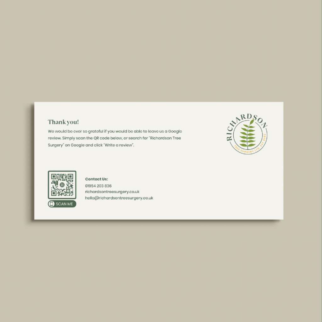 Richardson Tree Surgery Compliment Slip design